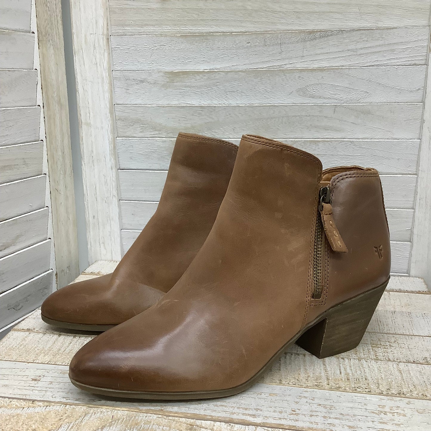 Brown Boots Ankle Heels Frye, Size 9.5