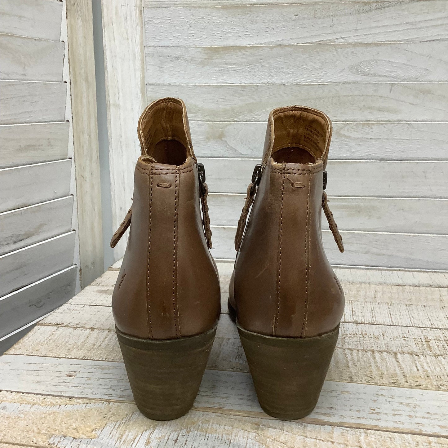 Brown Boots Ankle Heels Frye, Size 9.5