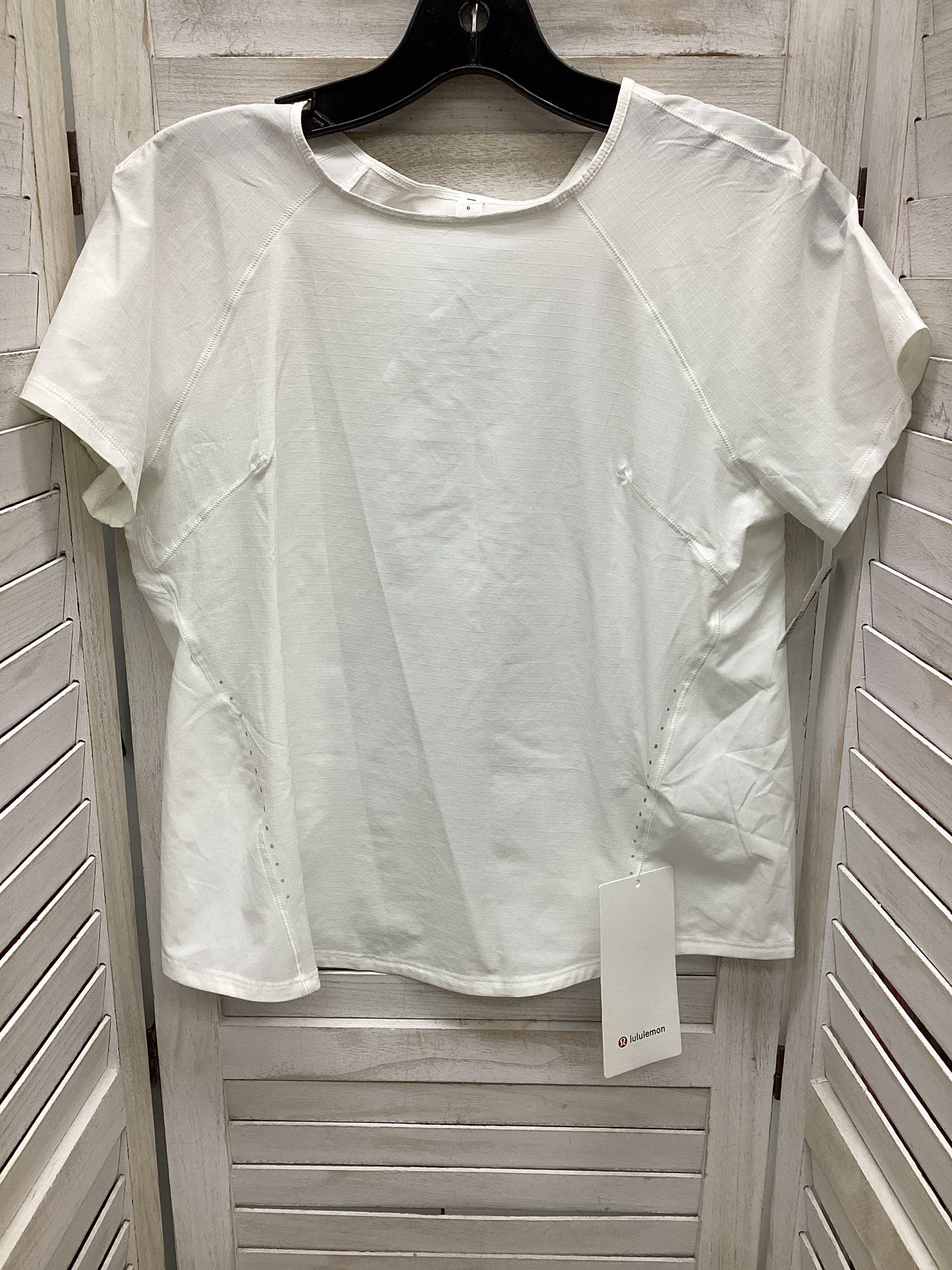 White Athletic Top Short Sleeve Lululemon, Size 6