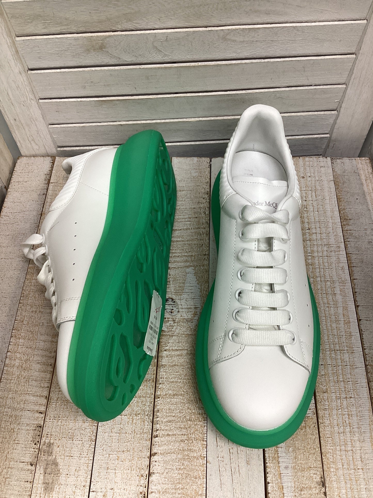 Green & White Shoes Luxury Designer Alexander Mcqueen, Size 12.5