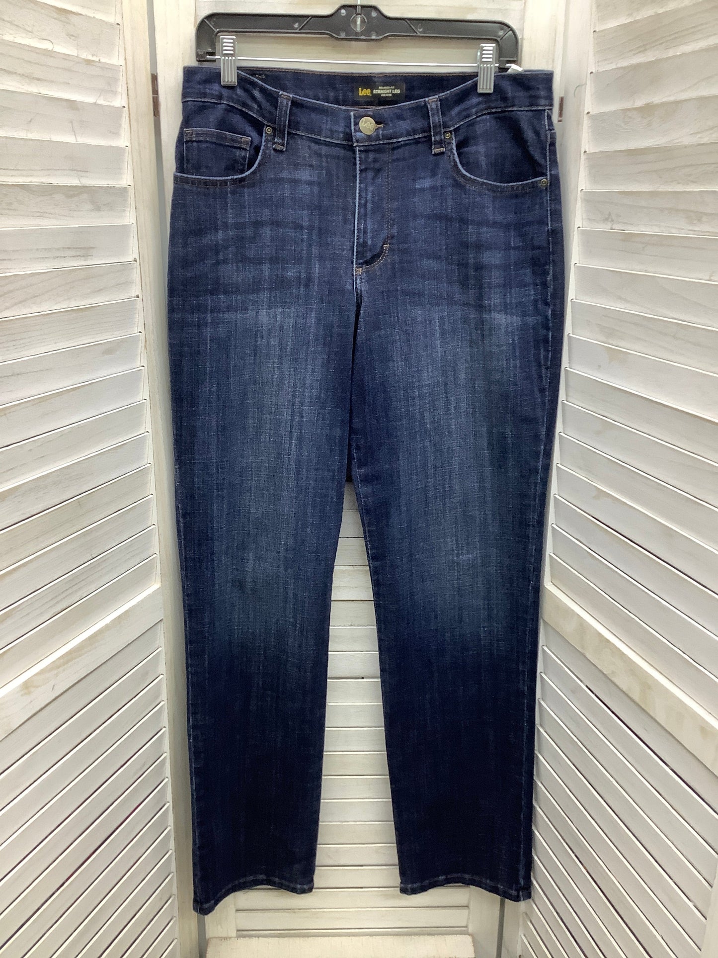 Jeans Straight By Lee In Blue Denim, Size: 14