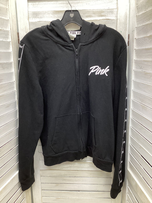 Sweatshirt Hoodie By Pink In Black, Size: L