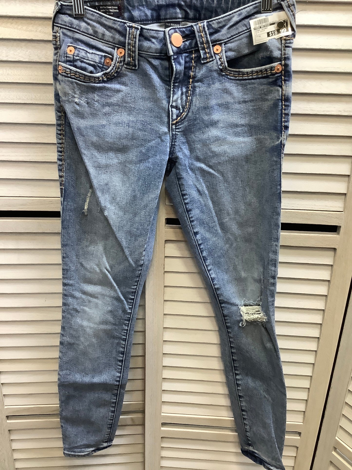 Jeans Skinny By True Religion In Blue Denim, Size: 4