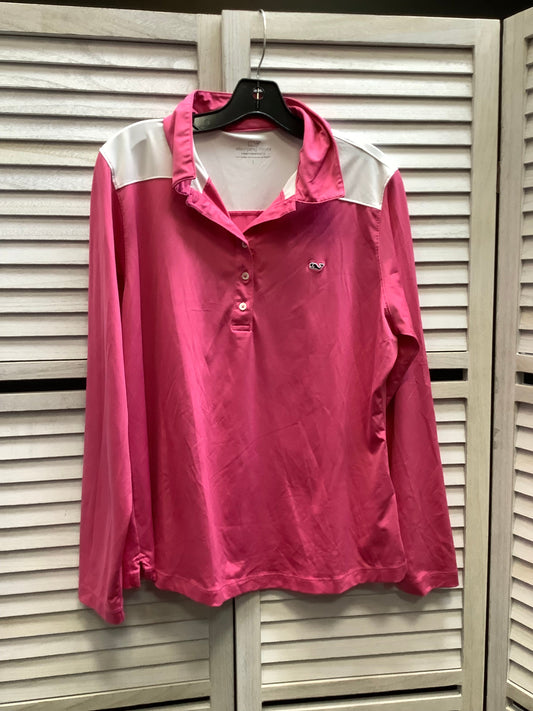 Athletic Top Long Sleeve Collar By Vineyard Vines In Pink, Size: L