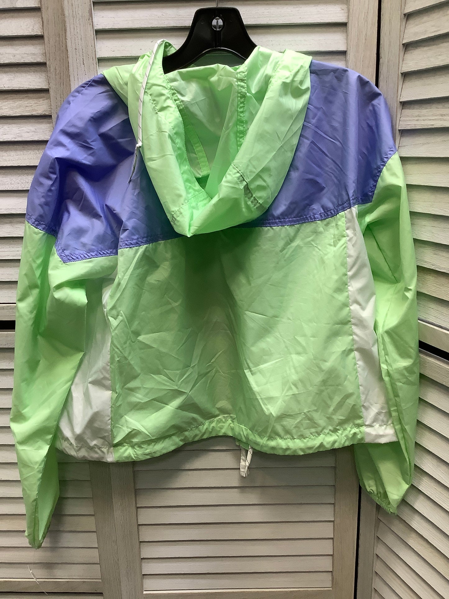 Jacket Windbreaker By Columbia In Blue & Green, Size: S