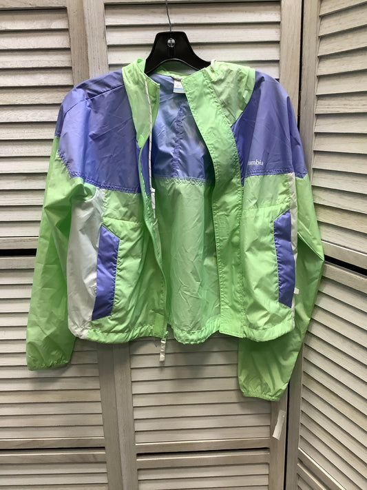 Jacket Windbreaker By Columbia In Blue & Green, Size: S