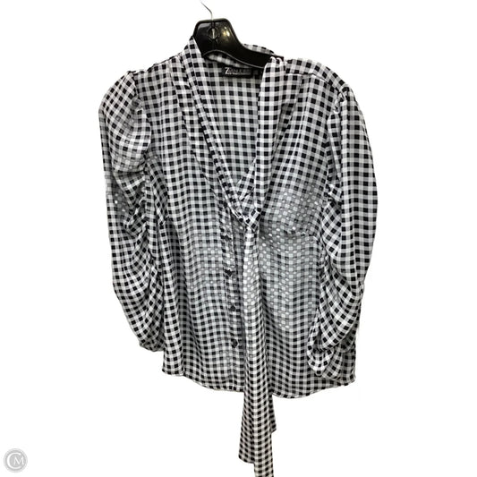 Top Long Sleeve By New York And Co In Plaid Pattern, Size: M