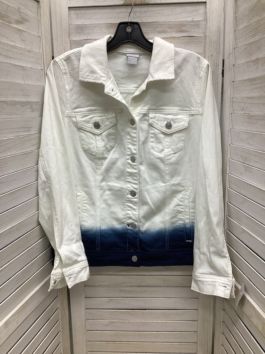 Jacket Denim By Chicos In White Denim, Size: M