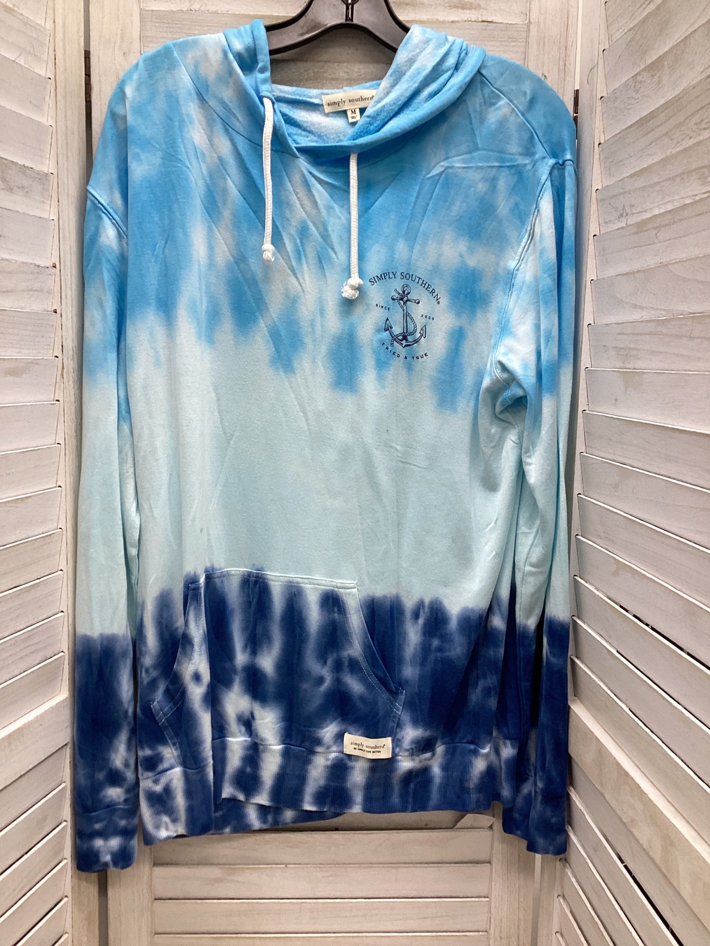 Sweatshirt Hoodie By Simply Southern In Blue, Size: M