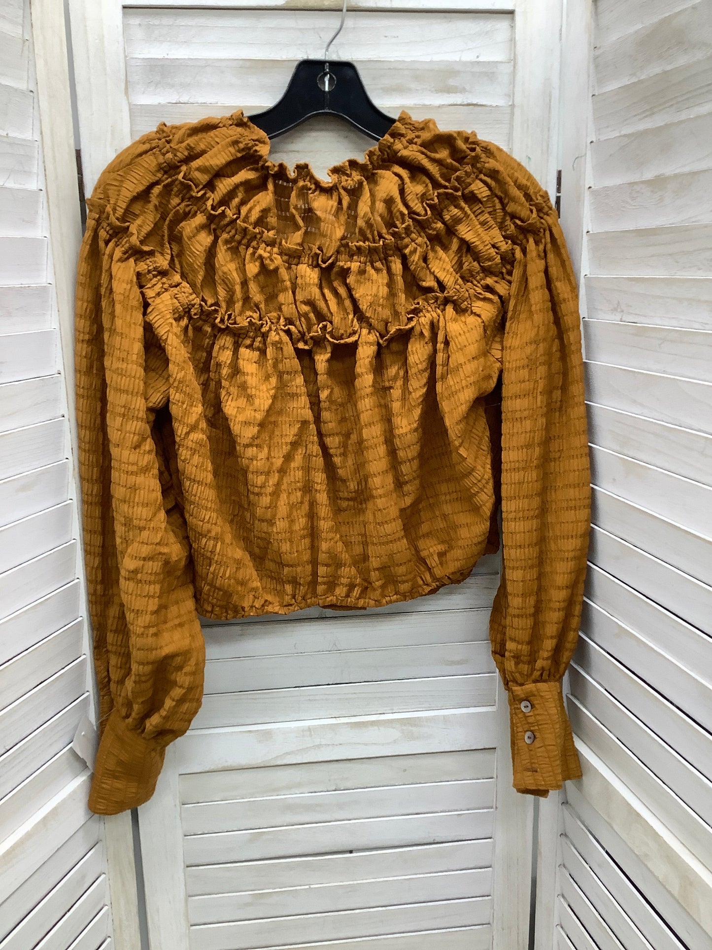 Top Long Sleeve By Free People In Orange, Size: M