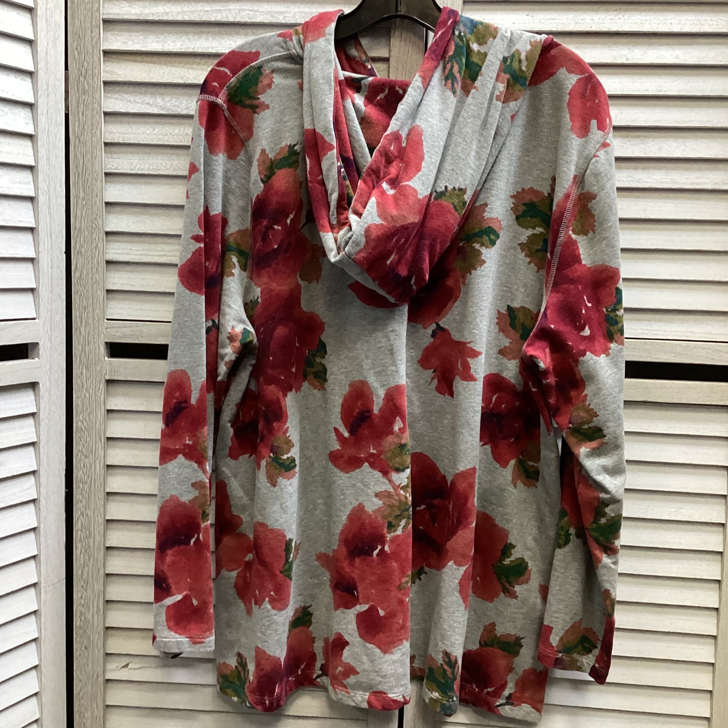 Sweatshirt Hoodie By Susan Graver In Floral Print, Size: Xl