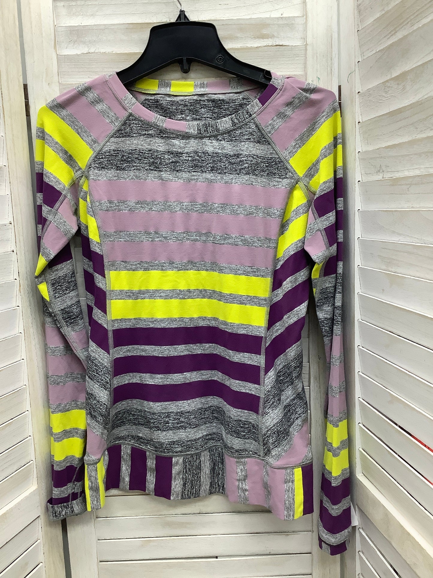 Athletic Top Long Sleeve Crewneck By Lululemon In Striped Pattern, Size: 8