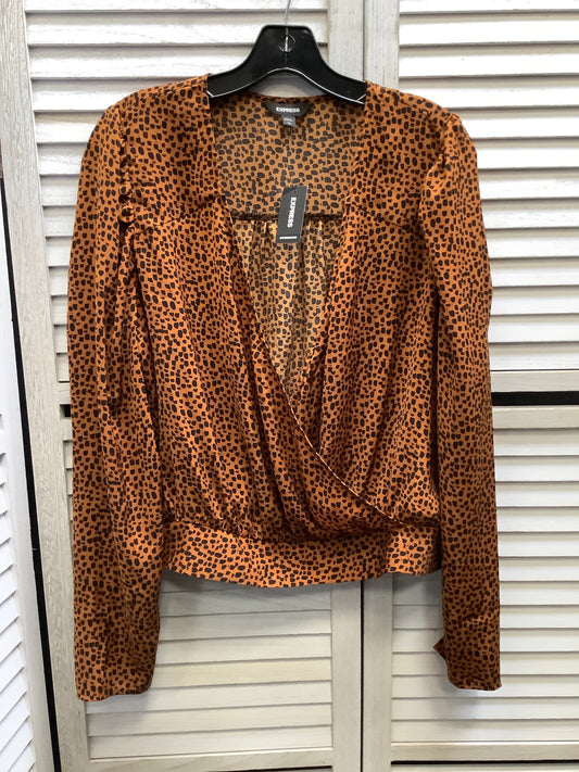 Top Long Sleeve By Express In Animal Print, Size: L