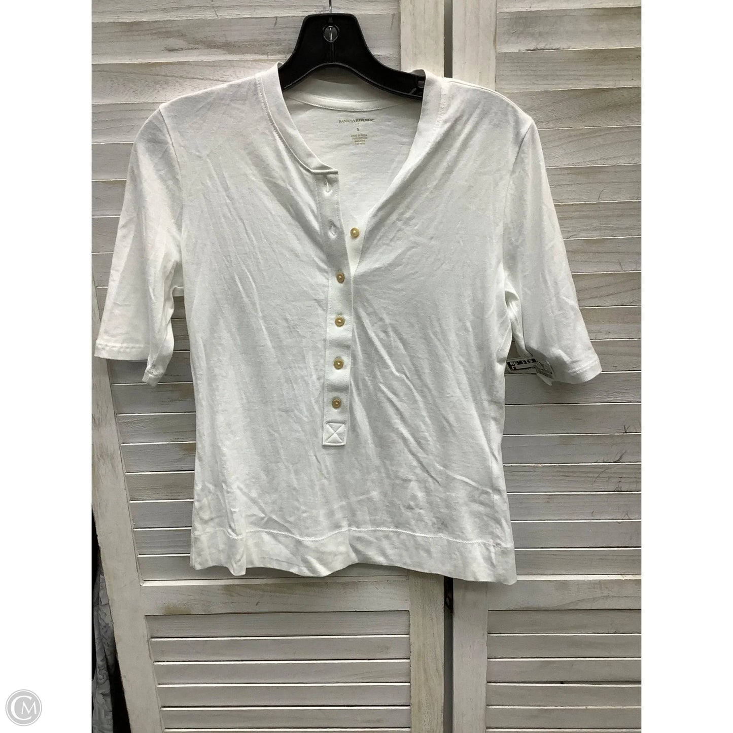Top 3/4 Sleeve By Banana Republic In White, Size: S