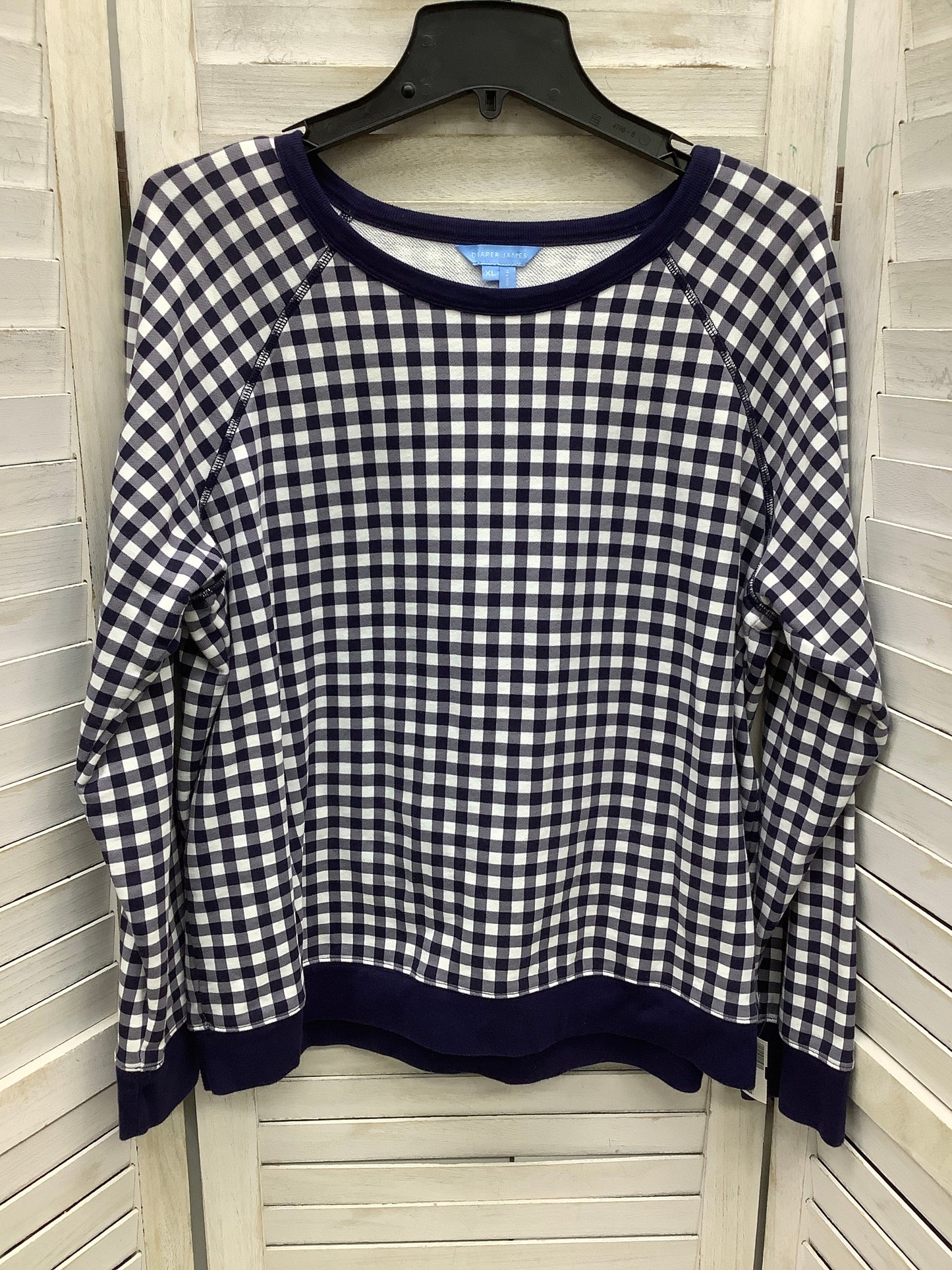 Sweatshirt Crewneck By Draper James In Blue & White, Size: Xl