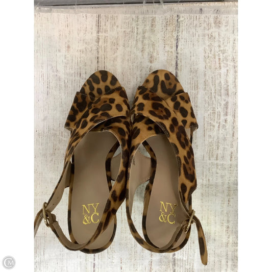 Sandals Heels Platform By New York And Co In Animal Print, Size: 6