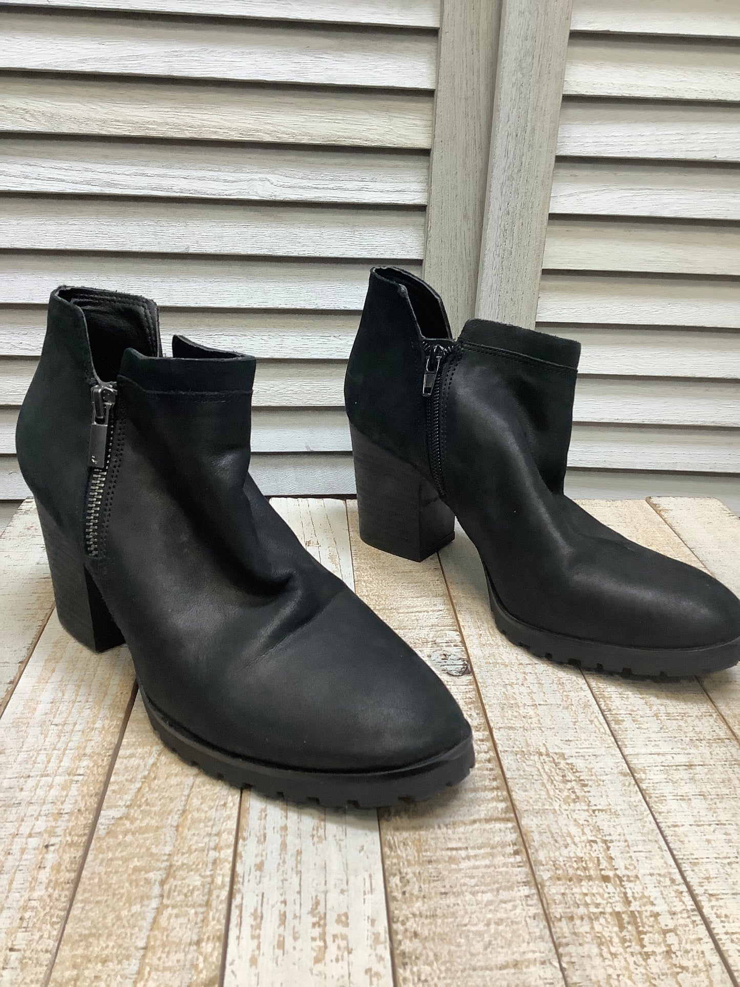 Black Boots Ankle Heels Lucky Brand, Size 7.5