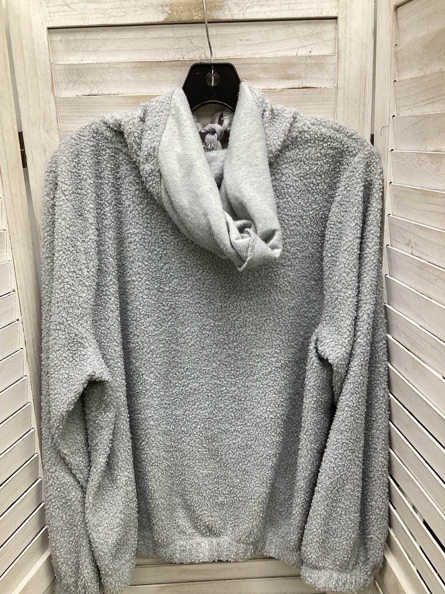 Sweatshirt Hoodie By Adrienne Vittadini In Grey, Size: Xl