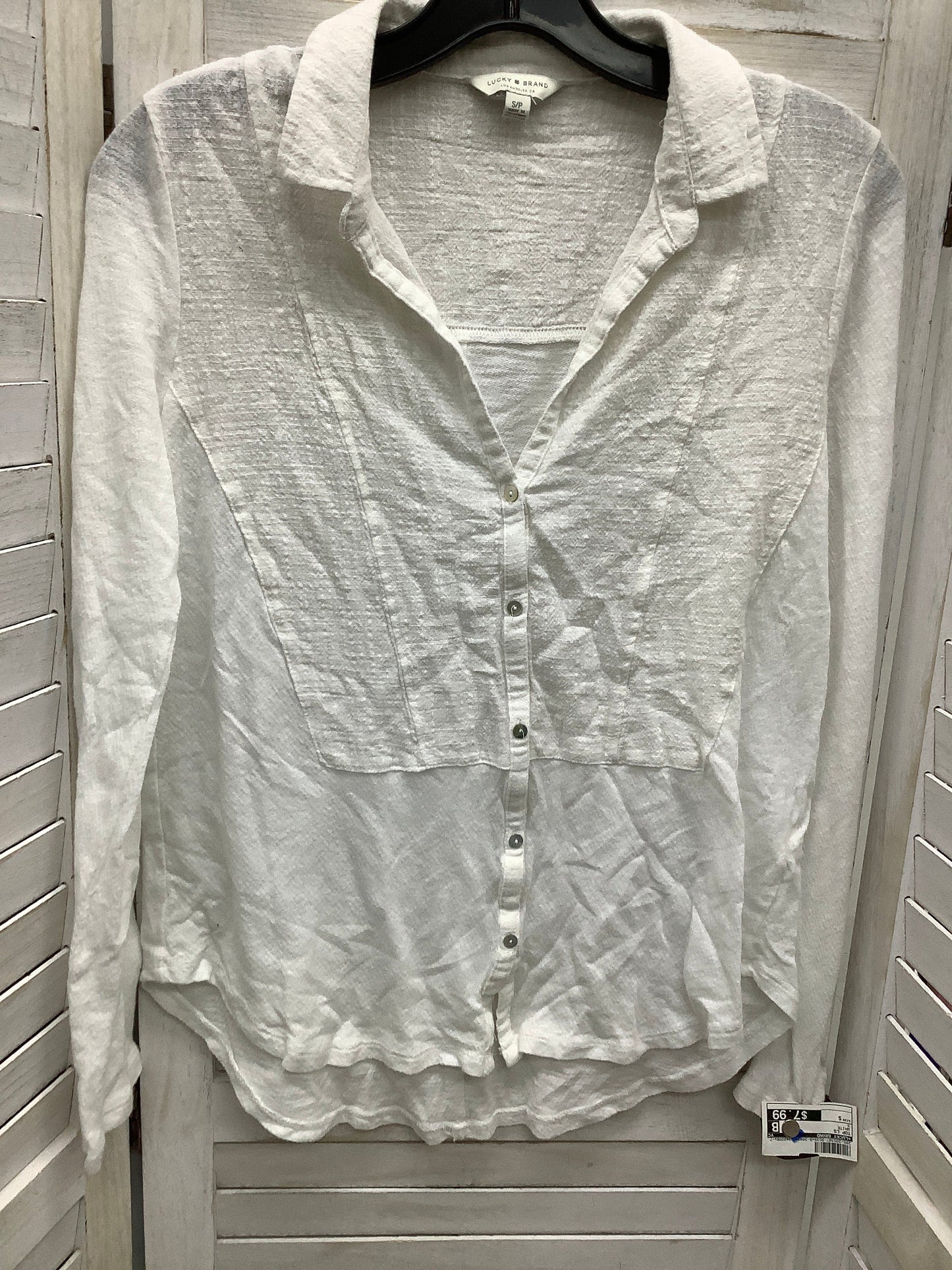 White Top Long Sleeve Lucky Brand, Size S