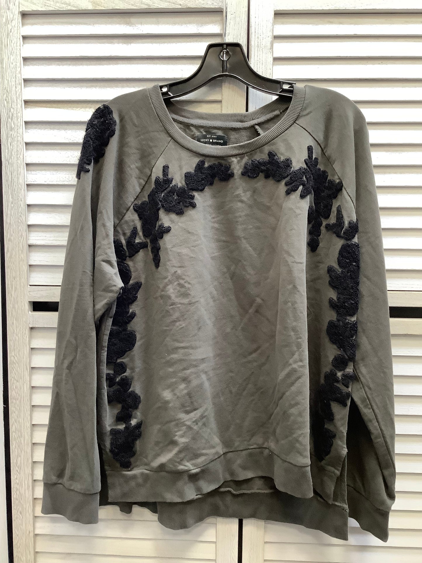 Sweatshirt Crewneck By Lucky Brand In Grey, Size: Xl