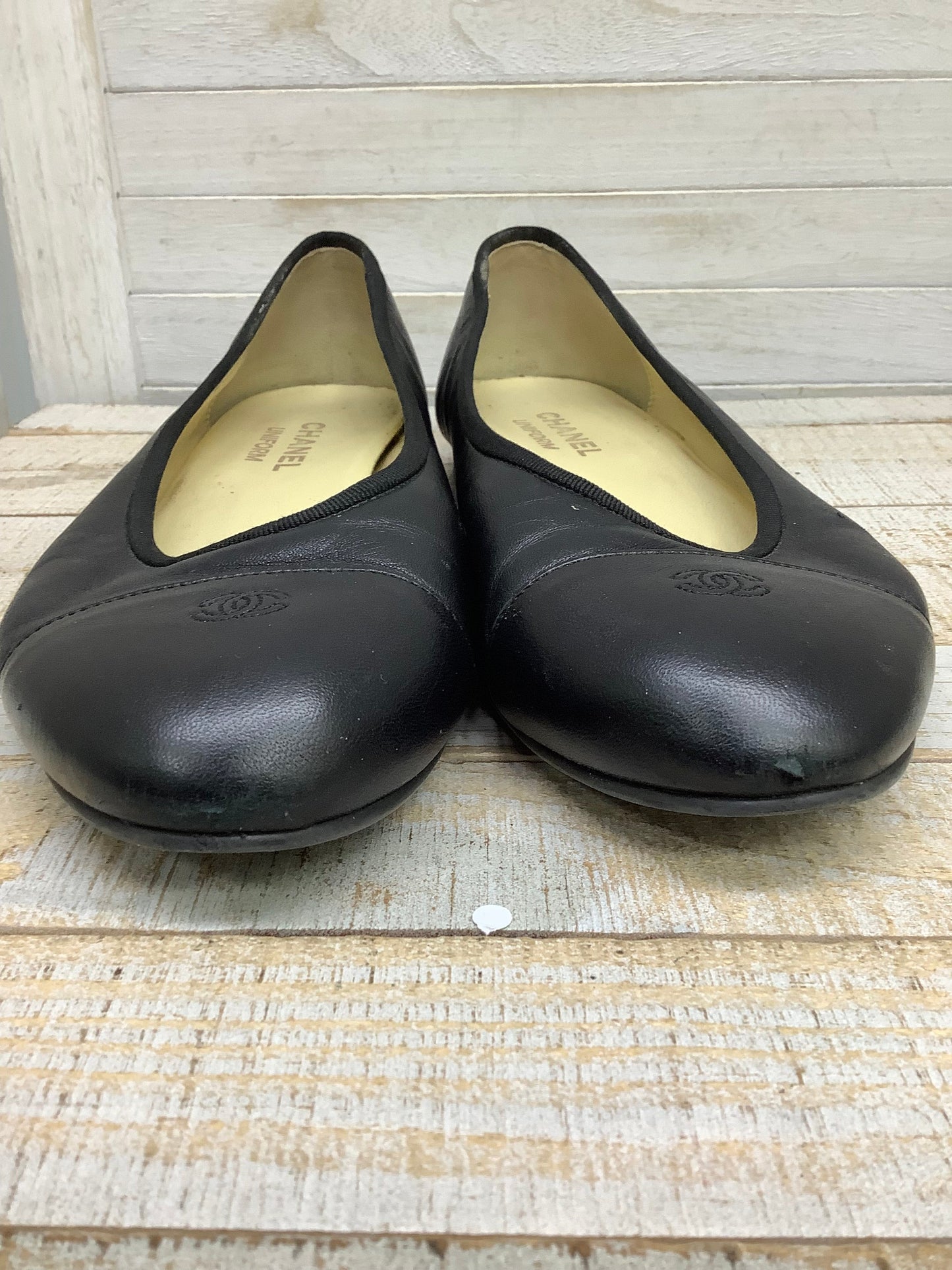 Black Shoes Flats Chanel, Size 9.5