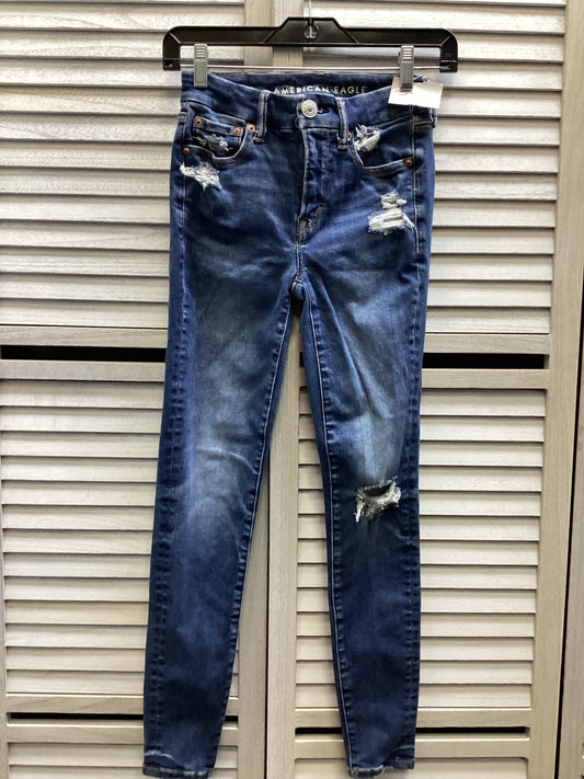 Jeans Skinny By American Eagle In Blue Denim, Size: 0