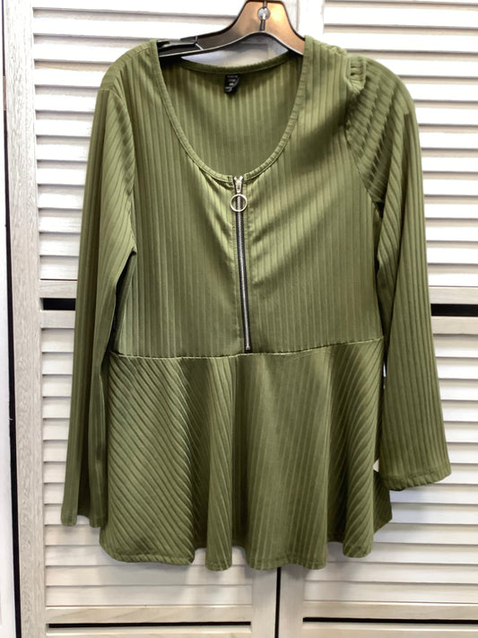 Top Long Sleeve By Shein In Green, Size: Xl