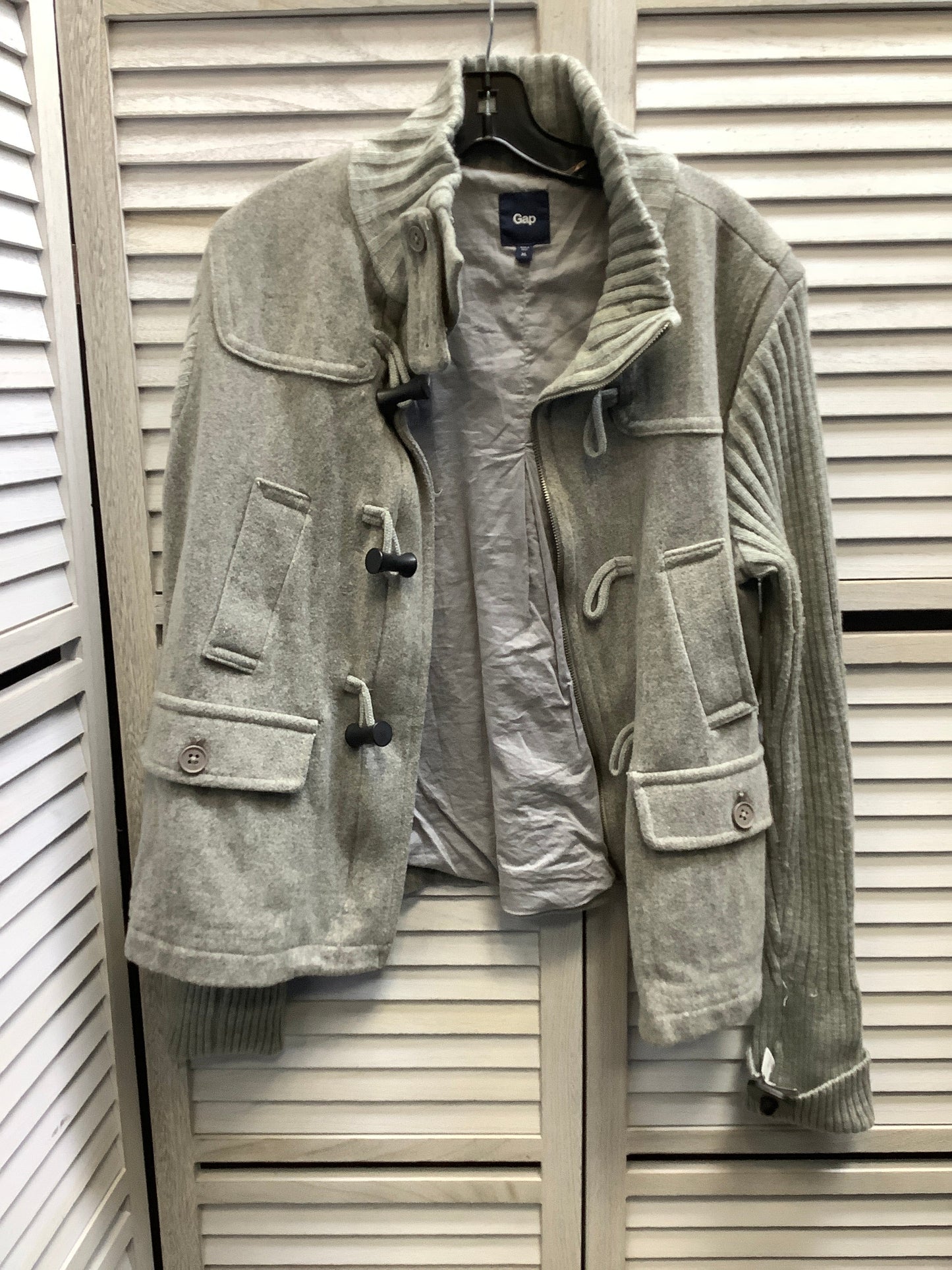 Coat Wool By Gap In Grey, Size: Xl