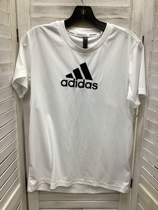 Athletic Top Short Sleeve By Adidas In White, Size: M