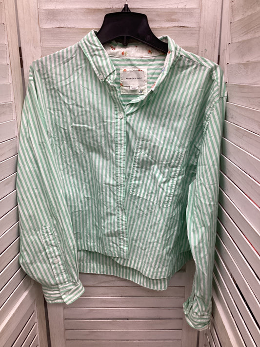 Top Long Sleeve By American Eagle In Striped Pattern, Size: L