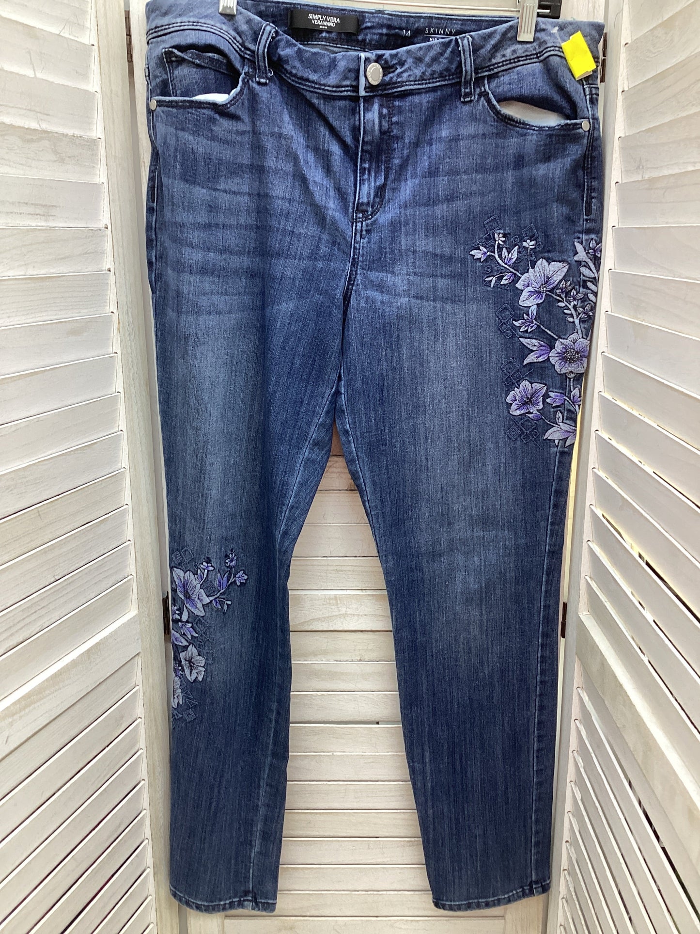 Jeans Skinny By Simply Vera In Blue Denim, Size: 14