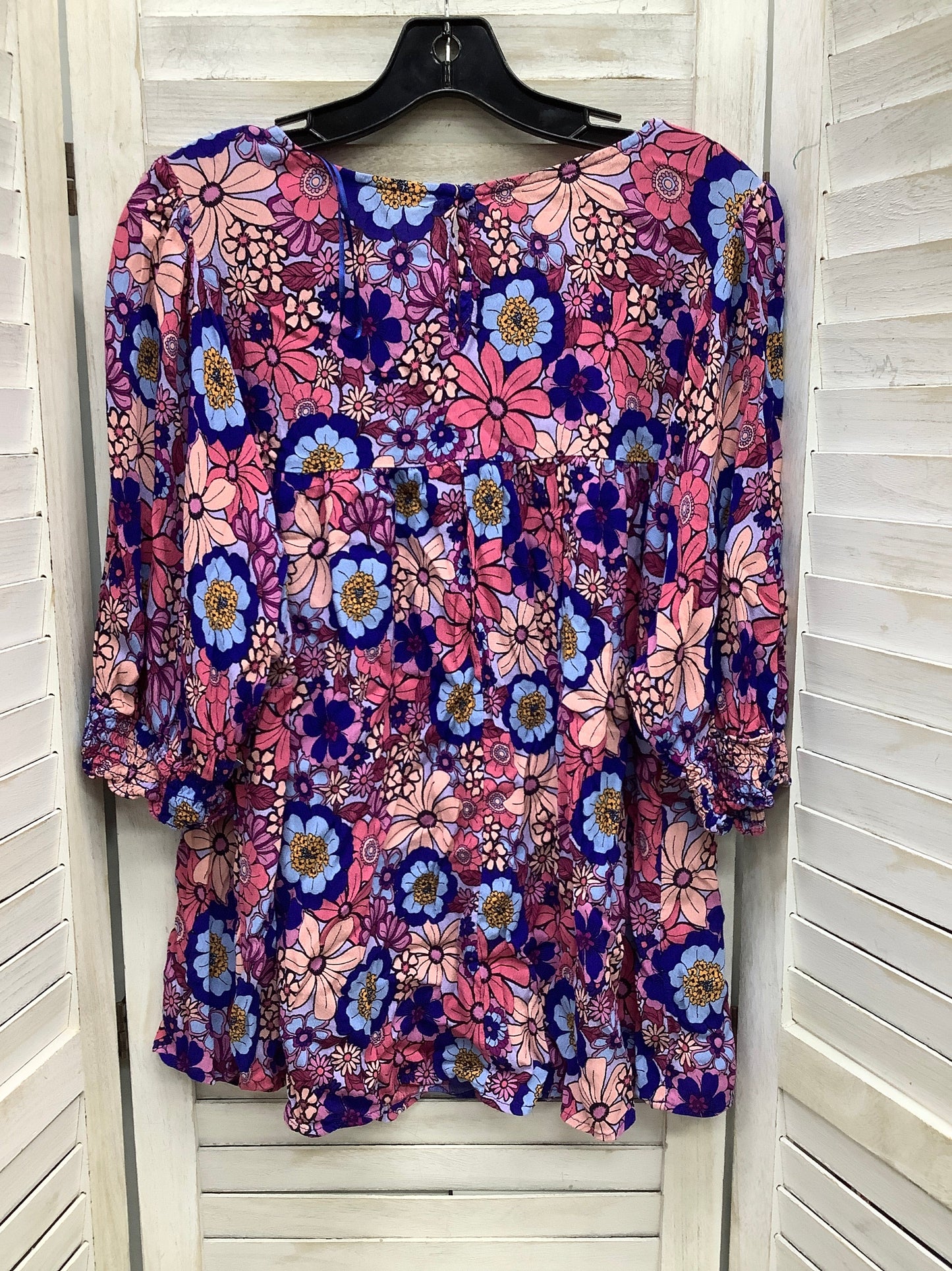 Top 3/4 Sleeve By Terra & Sky In Floral Print, Size: 2x