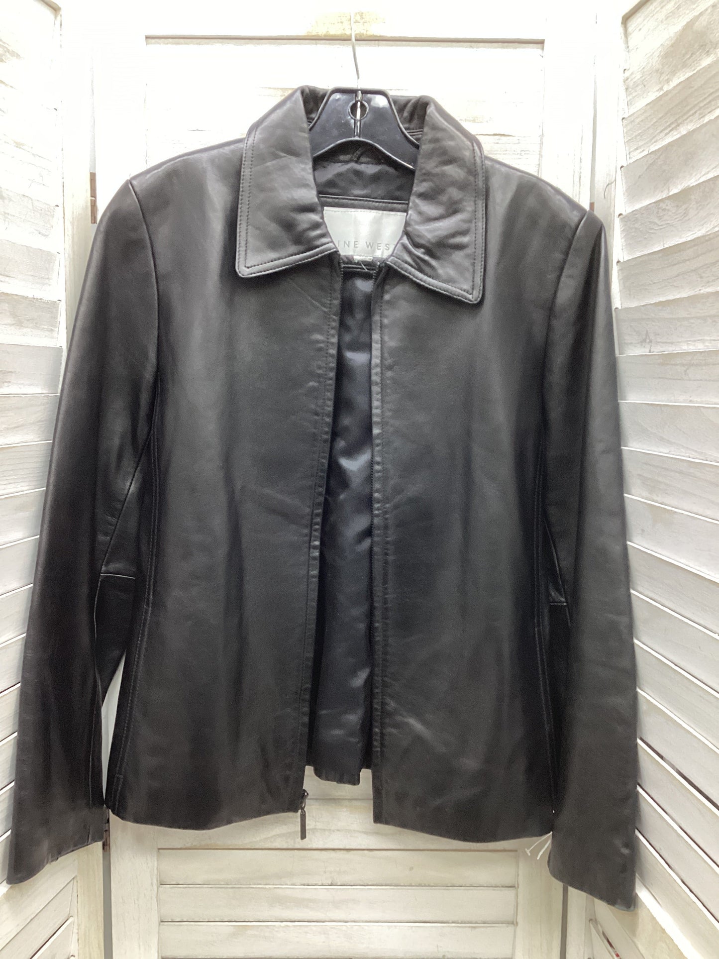 Jacket Leather By Nine West In Black, Size: M