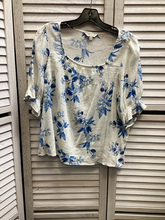 Top 3/4 Sleeve By Lucky Brand In Blue & White, Size: L