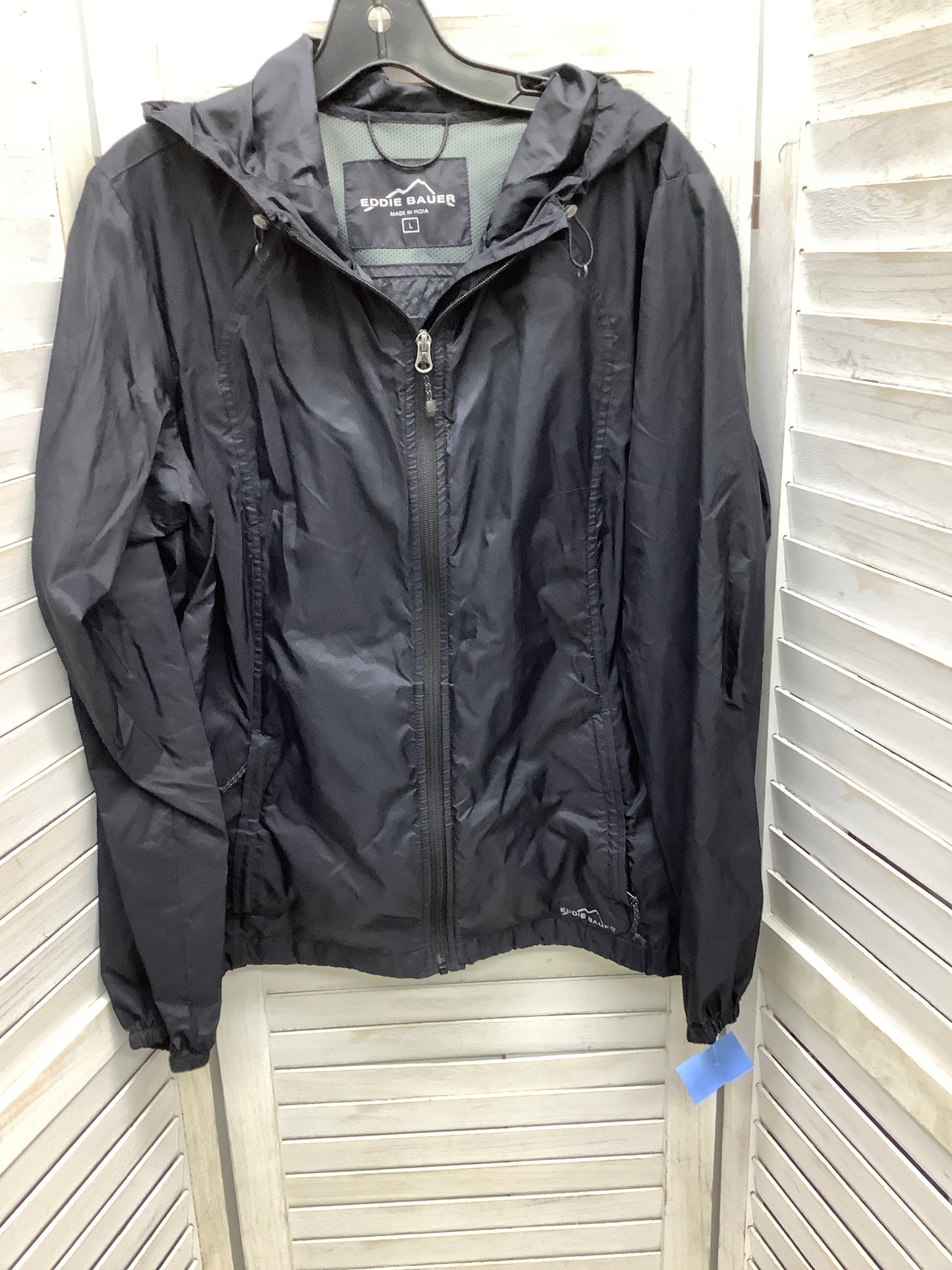 Jacket Windbreaker By Eddie Bauer In Black, Size: L