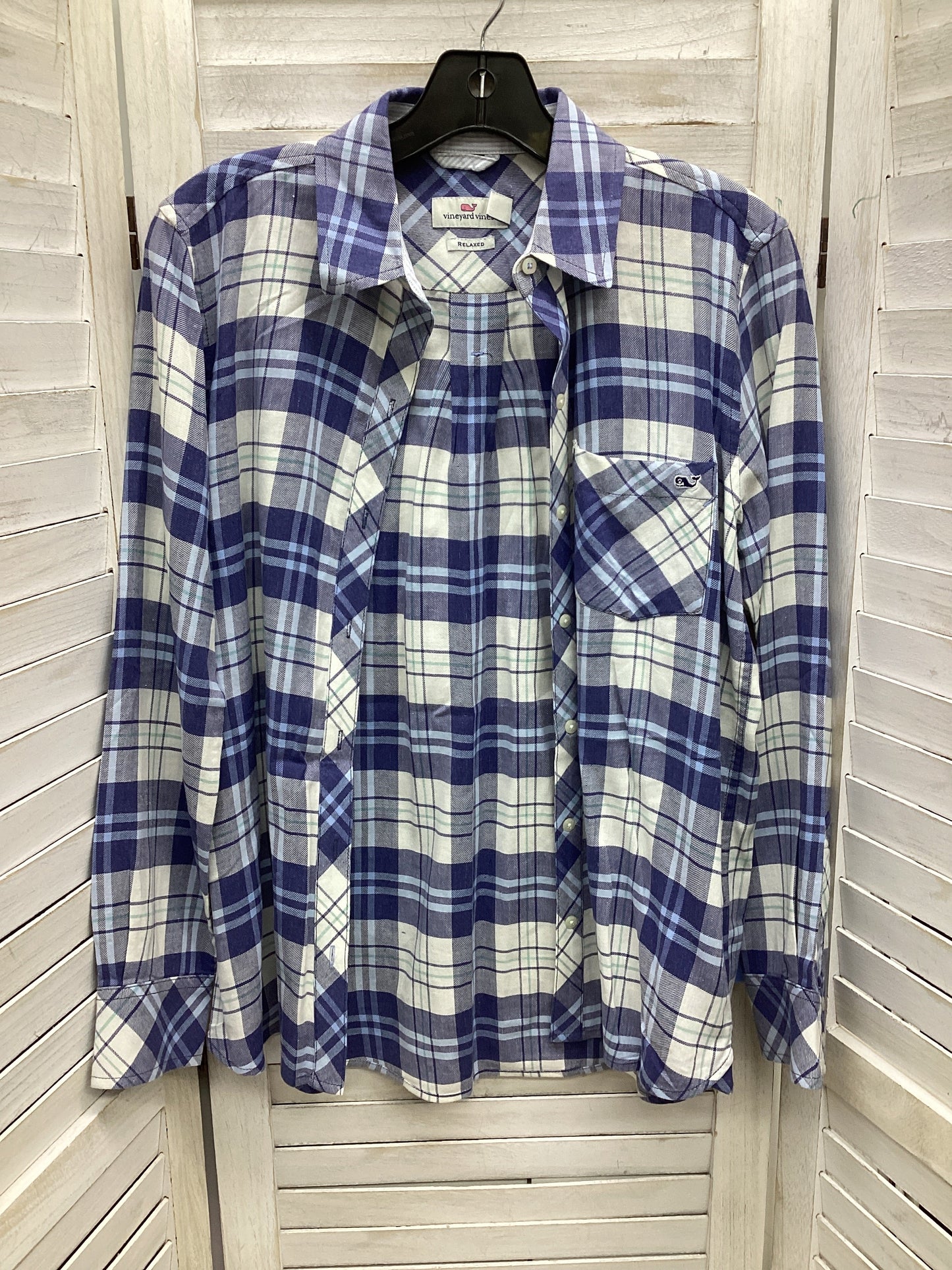 Top Long Sleeve By Vineyard Vines In Plaid Pattern, Size: 0