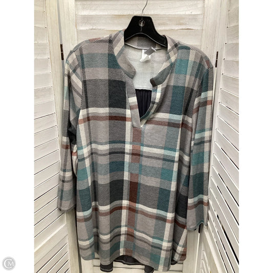 Top Long Sleeve By Honeyme In Plaid Pattern, Size: Xl