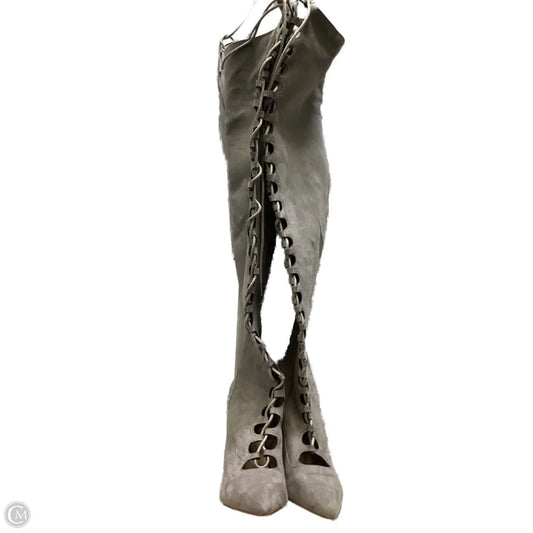 Boots Knee Heels By Shoedazzle In Grey, Size: 11