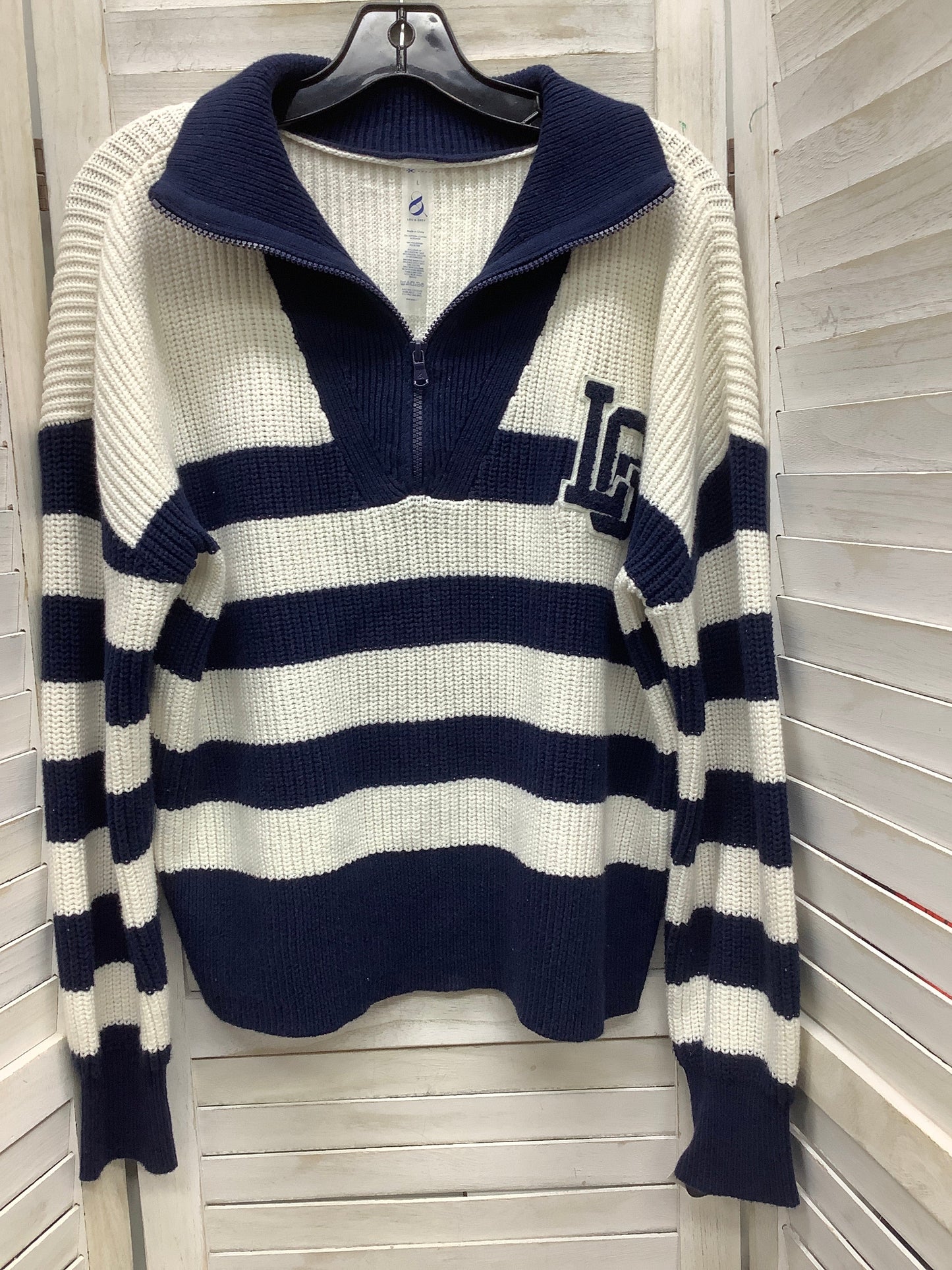 Sweater By Lou And Grey In Blue & White, Size: L