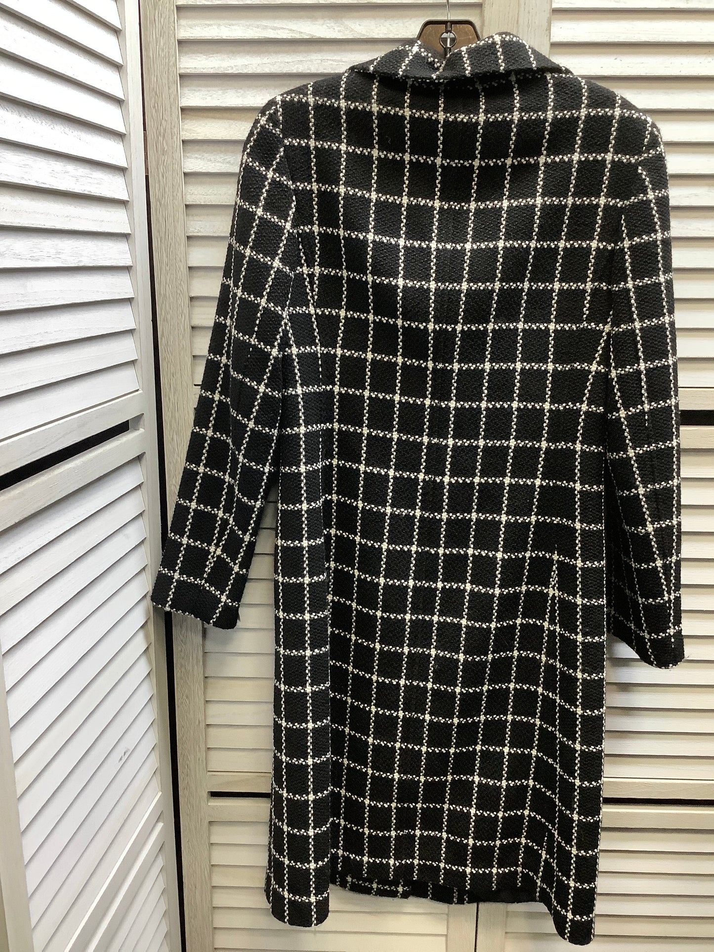 Coat Peacoat By Clothes Mentor In Plaid Pattern, Size: L