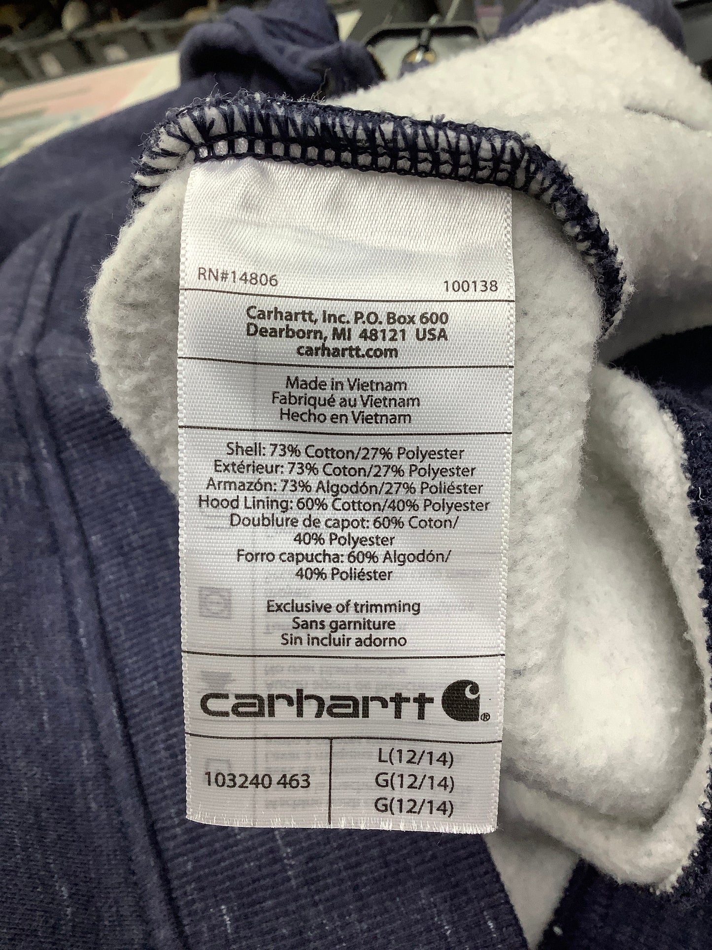 Sweatshirt Hoodie By Carhartt In Blue, Size: 12