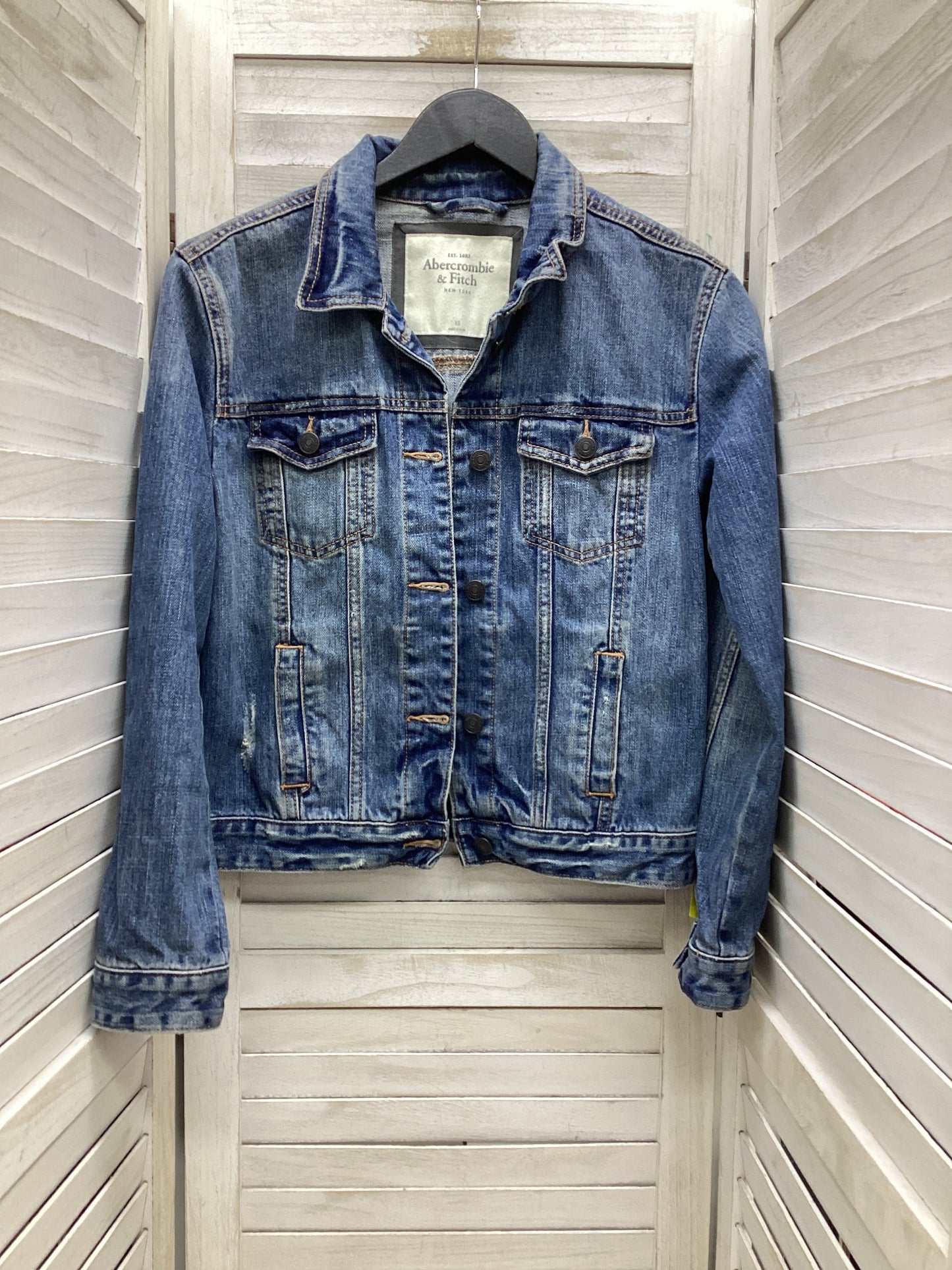 Jacket Denim By Abercrombie And Fitch In Blue Denim, Size: Xs