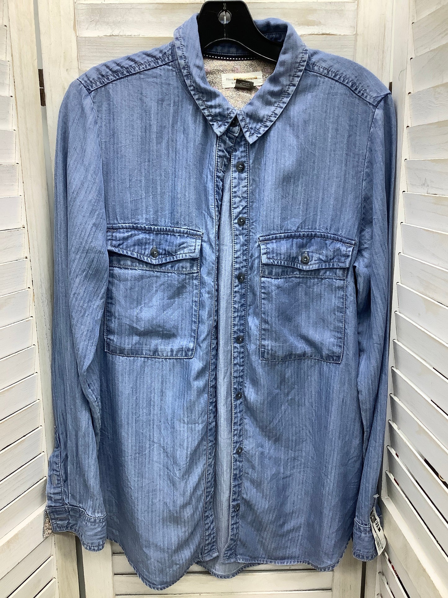 Top Long Sleeve By Anthropologie In Blue Denim, Size: S