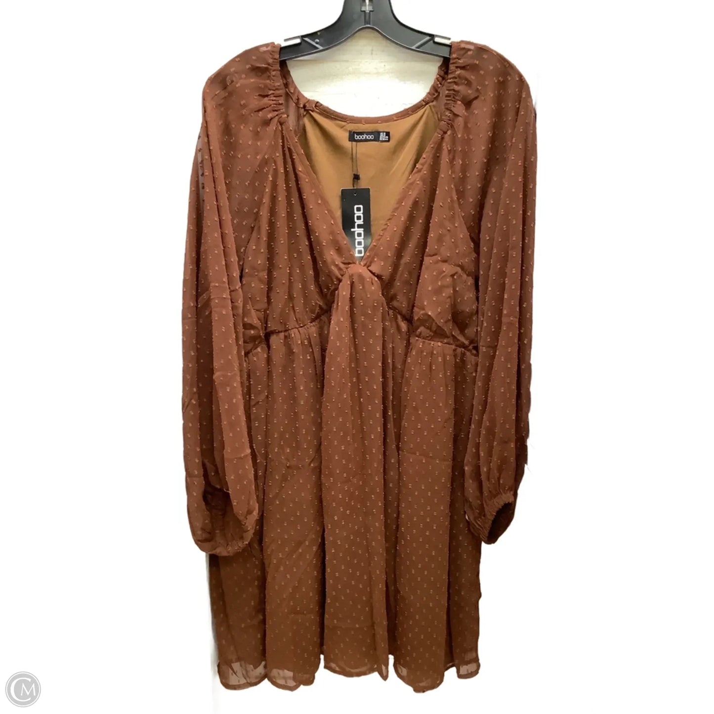 Dress Casual Midi By Boohoo Boutique In Brown, Size: 14