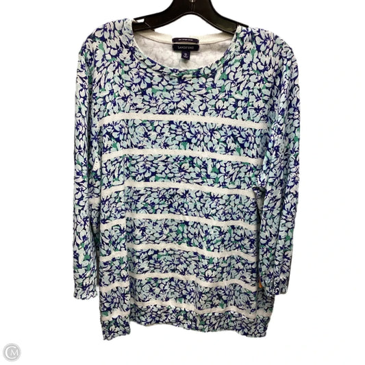 Top Long Sleeve By Lands End In Blue & White, Size: Xl