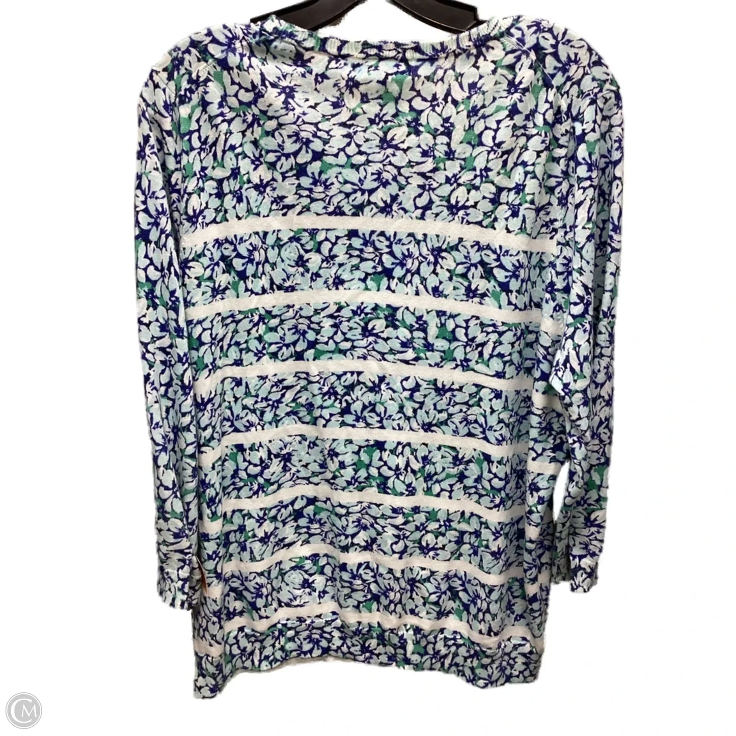 Top Long Sleeve By Lands End In Blue & White, Size: Xl