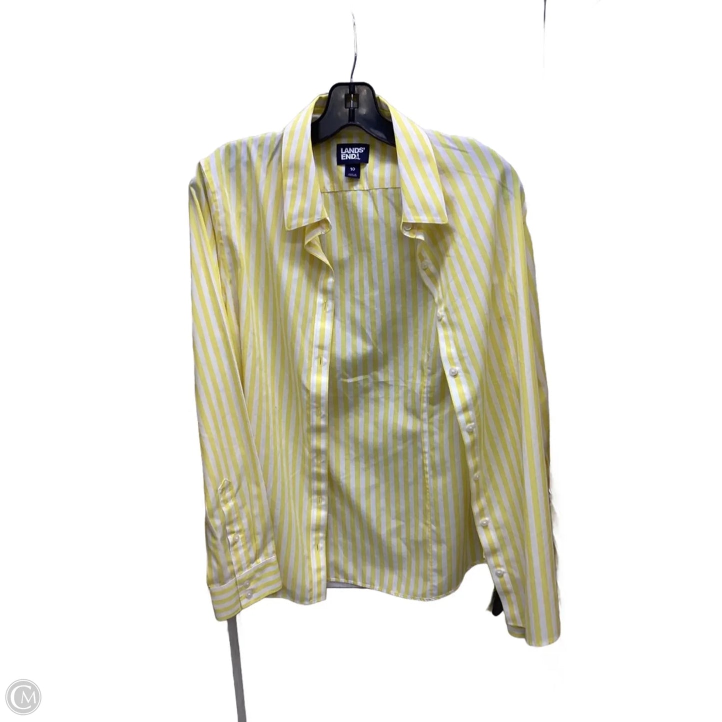 Top Long Sleeve By Lands End In Striped Pattern, Size: M