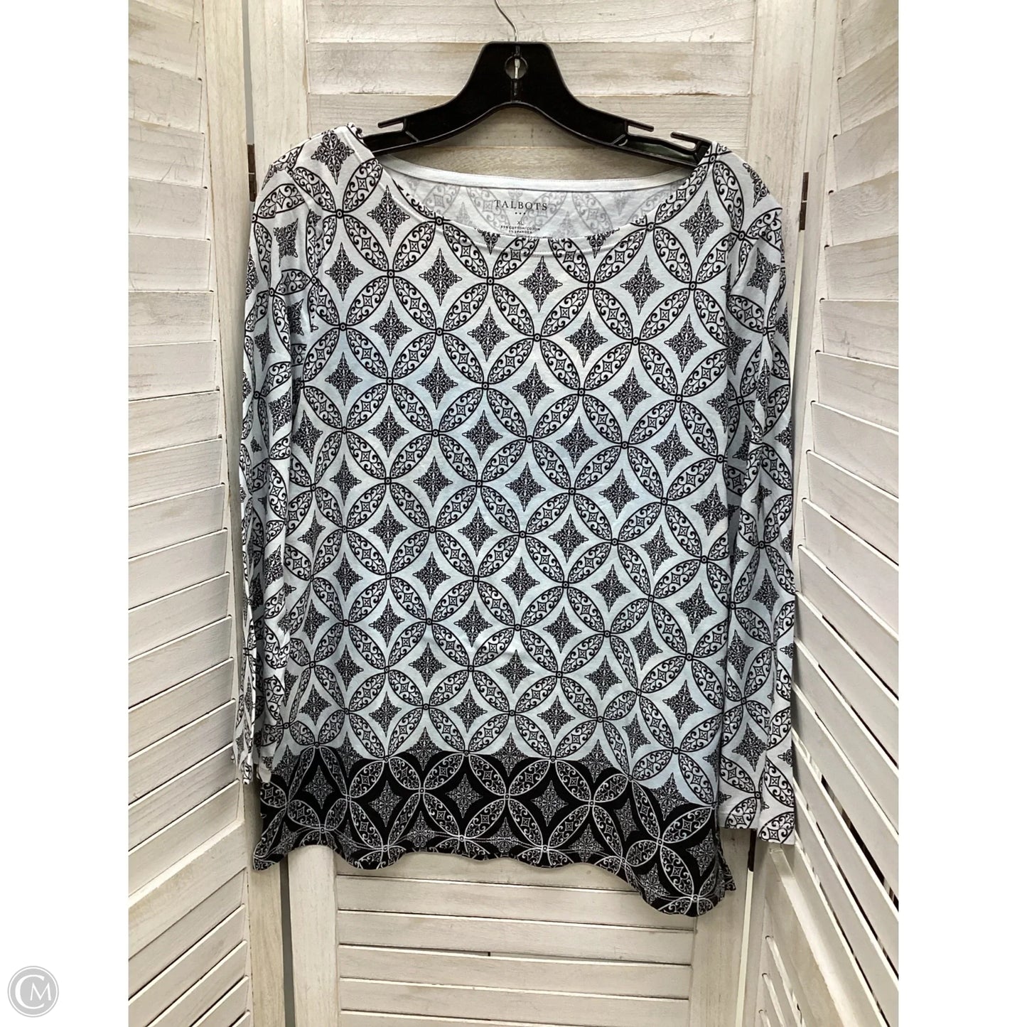 Top Long Sleeve By Talbots In Black & White, Size: Xl