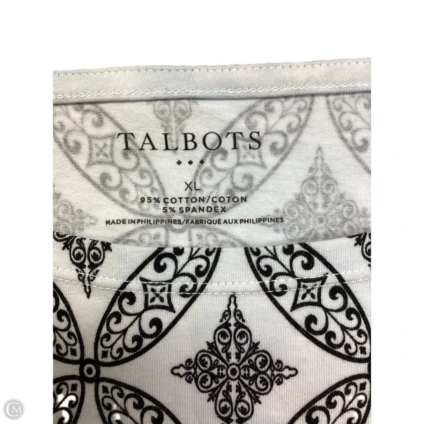 Top Long Sleeve By Talbots In Black & White, Size: Xl