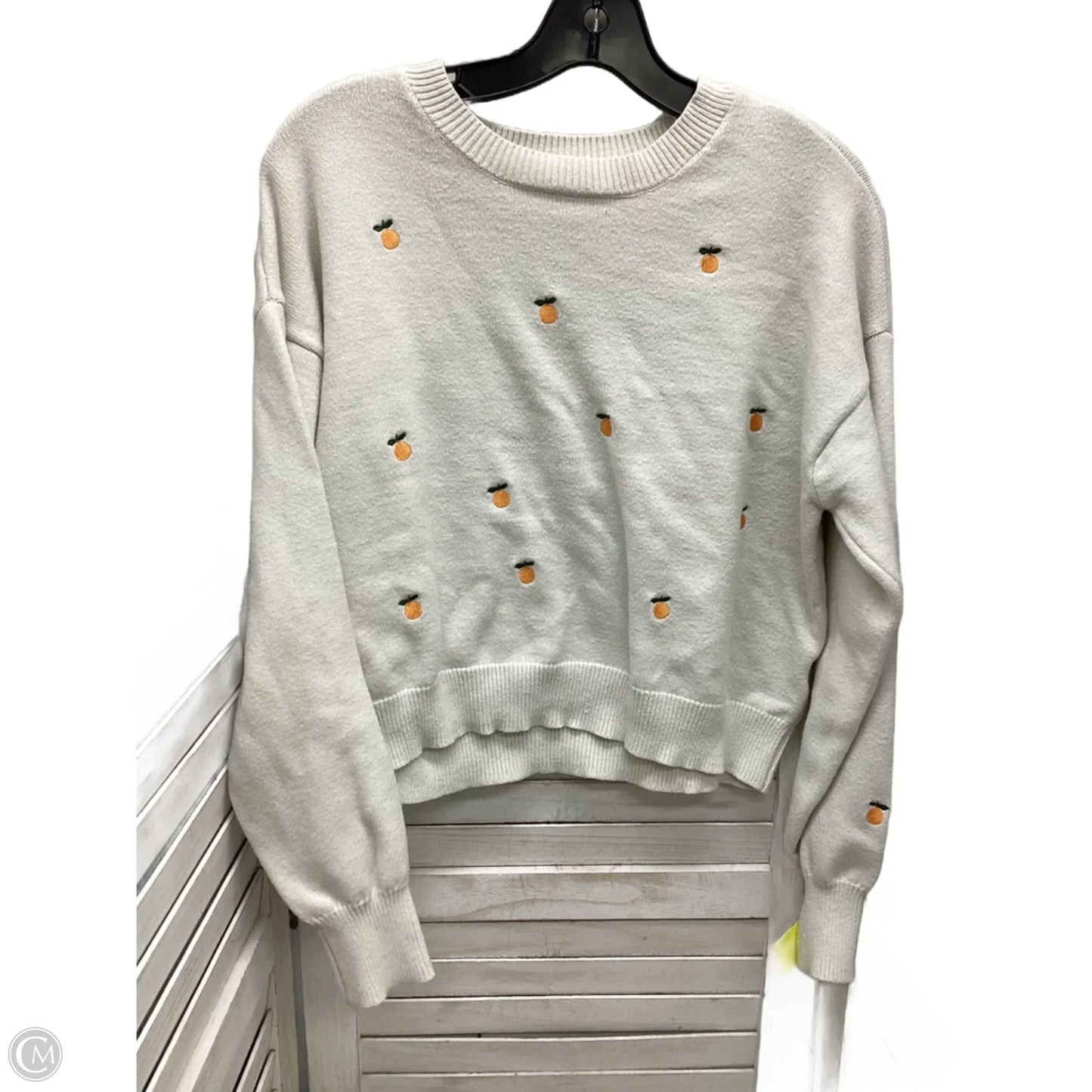 Top Long Sleeve By Jessica Simpson In Orange & White, Size: L
